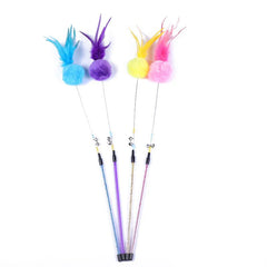 Colorful Ball Feather Cat Stick