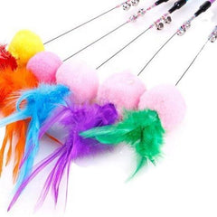 Colorful Ball Feather Cat Stick