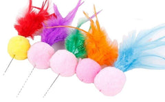 Colorful Ball Feather Cat Stick