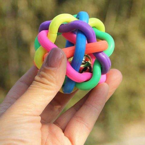 Dog Toys Colorful Rubber Chew Ball with Bell