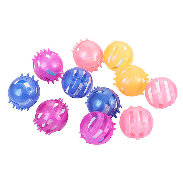 Pet Plastic Mixed Color Prickly Striped Ball With Bells