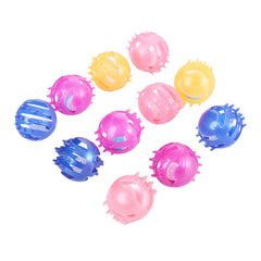 Pet Plastic Mixed Color Prickly Striped Ball With Bells